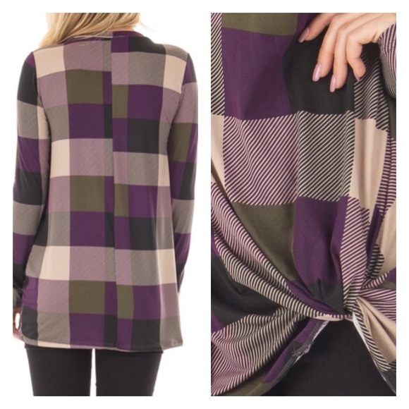 !!FINAL PRICE!! PLAID SOFT TEE SHIRT TWIST DETAIL - Picture 3 of 3